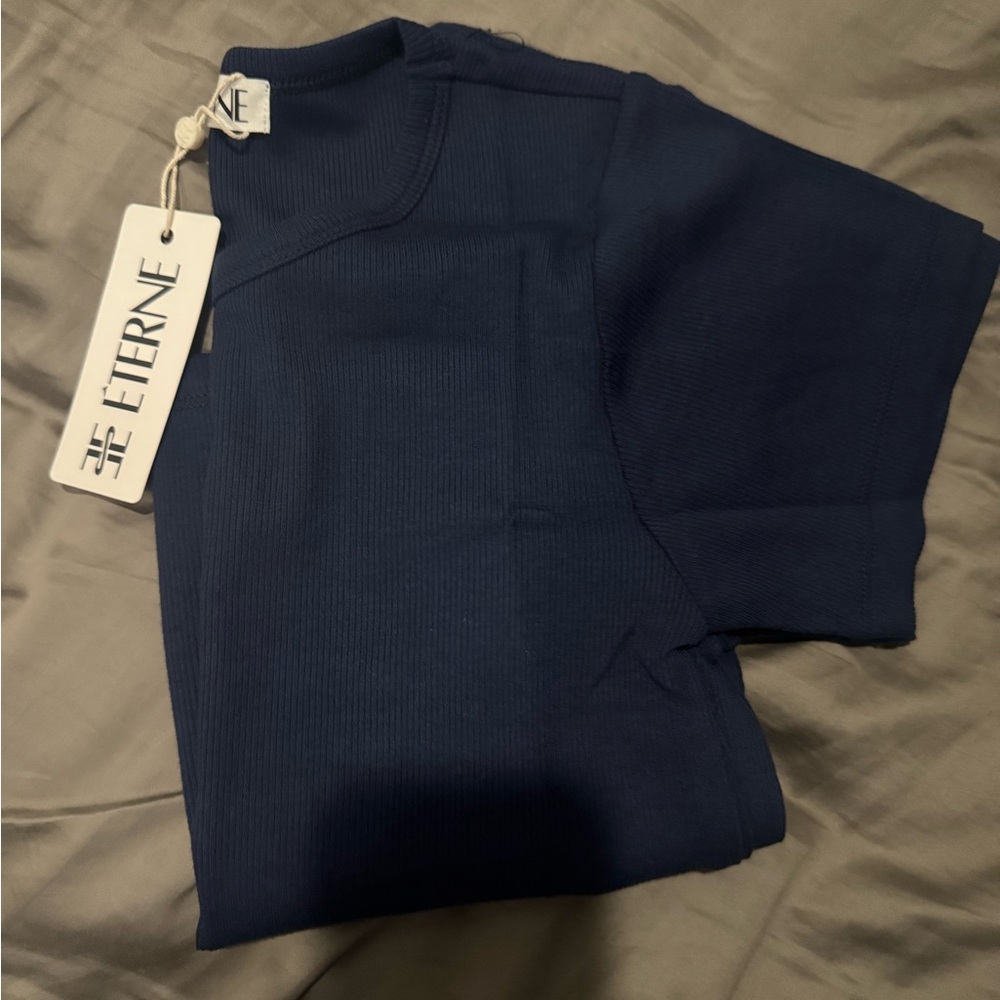 ETERNE navy baby tee ribbed